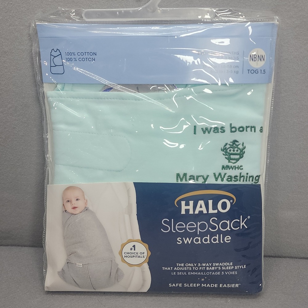 HALO SleepSack Swaddle Mint Green Mary Washington Hospital Newborn 0-3M NB